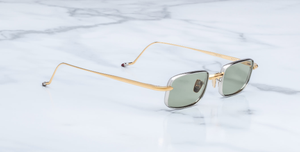 jacques marie mage dusk electrum eckige sonnenbrille aus titan in gold und silber mit grünen gläsern