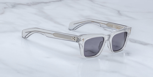 jacques marie mage molino sulfur eckige sonnenbrille in grau transparent mit grauen gläsern