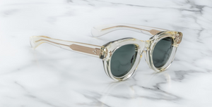 jacques marie mage molitor brut panto sonnenbrille in transparent mit grünen gläsern