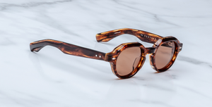 jacques marie mage pontian bourbon pantoförmige sonnenbrille in havana mit braunen gläsern