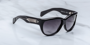 jacques marie mage ravello raven schwarze runde oversized sonnenbrille mit schwarzen verlaufsgläsern