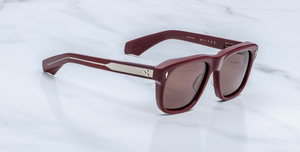 jacques marie mage yves bordeaux eckige sonnenbrille in weinrot mit braunen gläsern