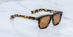 jacques marie mage yves tokyo eckige sonnenbrille in havana mit orangenen gläsern