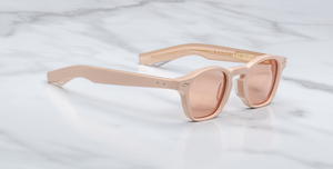 jacques marie mage suede collection zephirin dust suede eckige sonnenbrille in matt orange mit orangenen gläsern