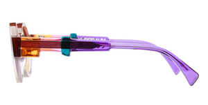 kuboraum I02 pnl runde sonnenbrille in violett und orange mit grün-orangenen verlaufsgläsern