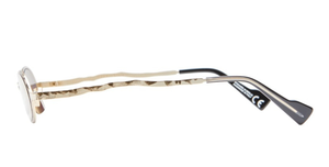 kuboraum Z24 GG ovale sonnenbrille aus metall in gold mit grauen und gold verspiegelten gläsern