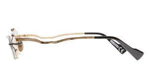kuboraum Z70 GSB ovale sonnenbrille in gold, silber und schwarz mit grauen verpsiegelten gläsern