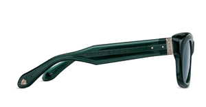 matsuda m1042 bottle green eckige sonnenbrille in grün mit blau grauen gläsern