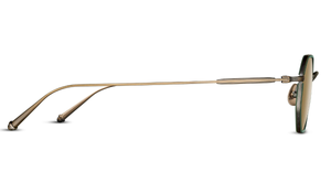 matsuda M3086-I AntiqueGold-BottleGreen eckige sonnenbrille aus titan und acetat in gold und grün mit braunen gläsern