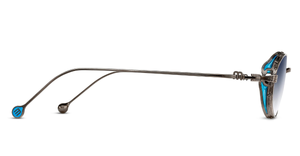 matsuda M3169 antique silver ovale sonnenbrille aus titan in silber mit blauen verlaufsgläser