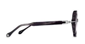 matsuda m2072 black stripe brushed silver eckige sonnenbrille in schwarz grau mit grauen verlaufsgläser