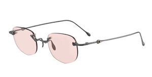 Rigards RG1081AG_Antique Black randlose eckige sonnenbrille in schwarz mit rosanen gläsern