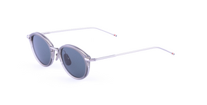 Thom Browne 011a 068 runde sonnenbrille in grau und silber mit grauen gläsern