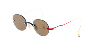 Thom Browne 937A | 964 Rechteckige Sonnenbrille Rahmenlos und braunen Gläsern