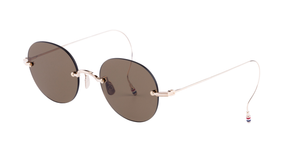 thom browne 938a 711 randlose Titansonnenbrille in gold mit braunen Gläsern