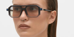 kuboraum P8 BkG eckige sonnenbrille aus acetat in schwarz verlauf mit grau-gelben verlaufsgläsern