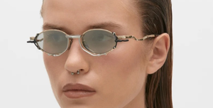 kuboraum Z70 GSB ovale sonnenbrille in gold, silber und schwarz mit grauen verpsiegelten gläsern