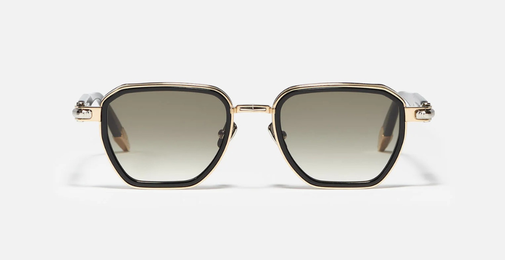 John Dalia Richy | C409 - Luxussonnenbrille mit goldenem Rahmen und graune Gläsern aus Titan.