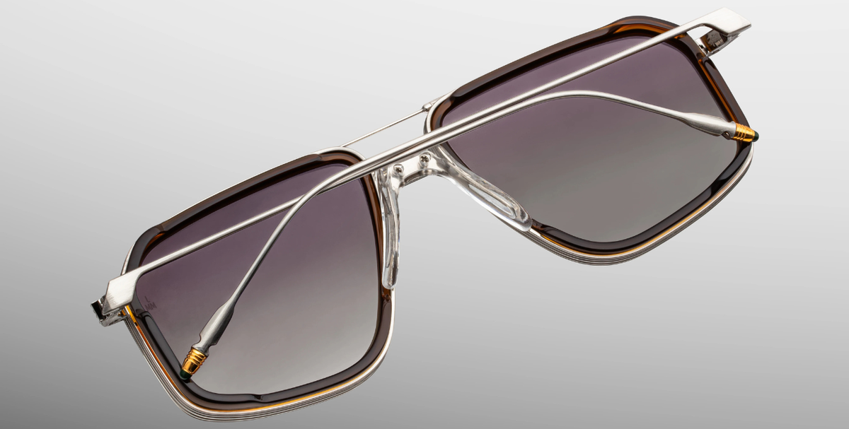 Aviator Moran | Yellowstone VII | Mammoth Sonnenbrille in Silber in dunkelbraun - limitierte, handgefertigte Luxusbrille 