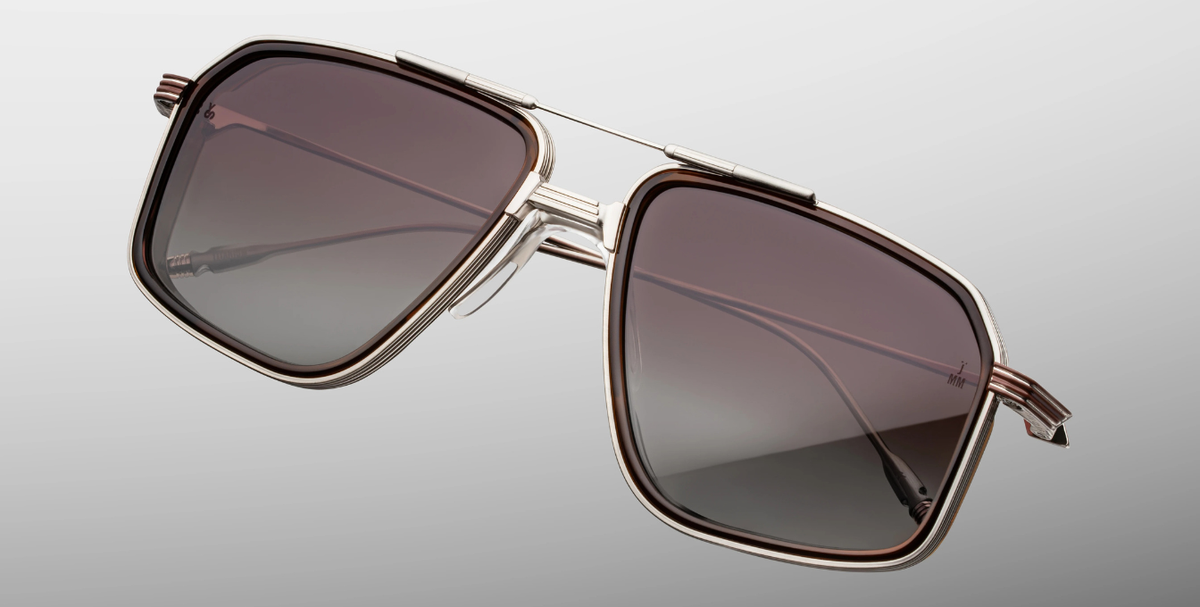Aviator Moran | Yellowstone VII | Mammoth Sonnenbrille in Silber in dunkelbraun - limitierte, handgefertigte Luxusbrille 