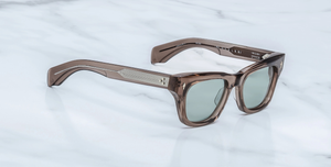 Eckige JMM Dealan Dusty Jade - Luxussonnenbrille in Braun mit grünen Gläsern in limitierter Auflage, handgefertigt in Japan