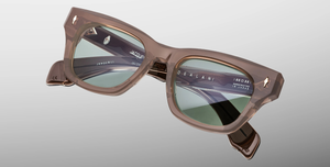 Eckige JMM Dealan Dusty Jade - Luxussonnenbrille in Braun mit grünen Gläsern in limitierter Auflage, handgefertigt in Japan