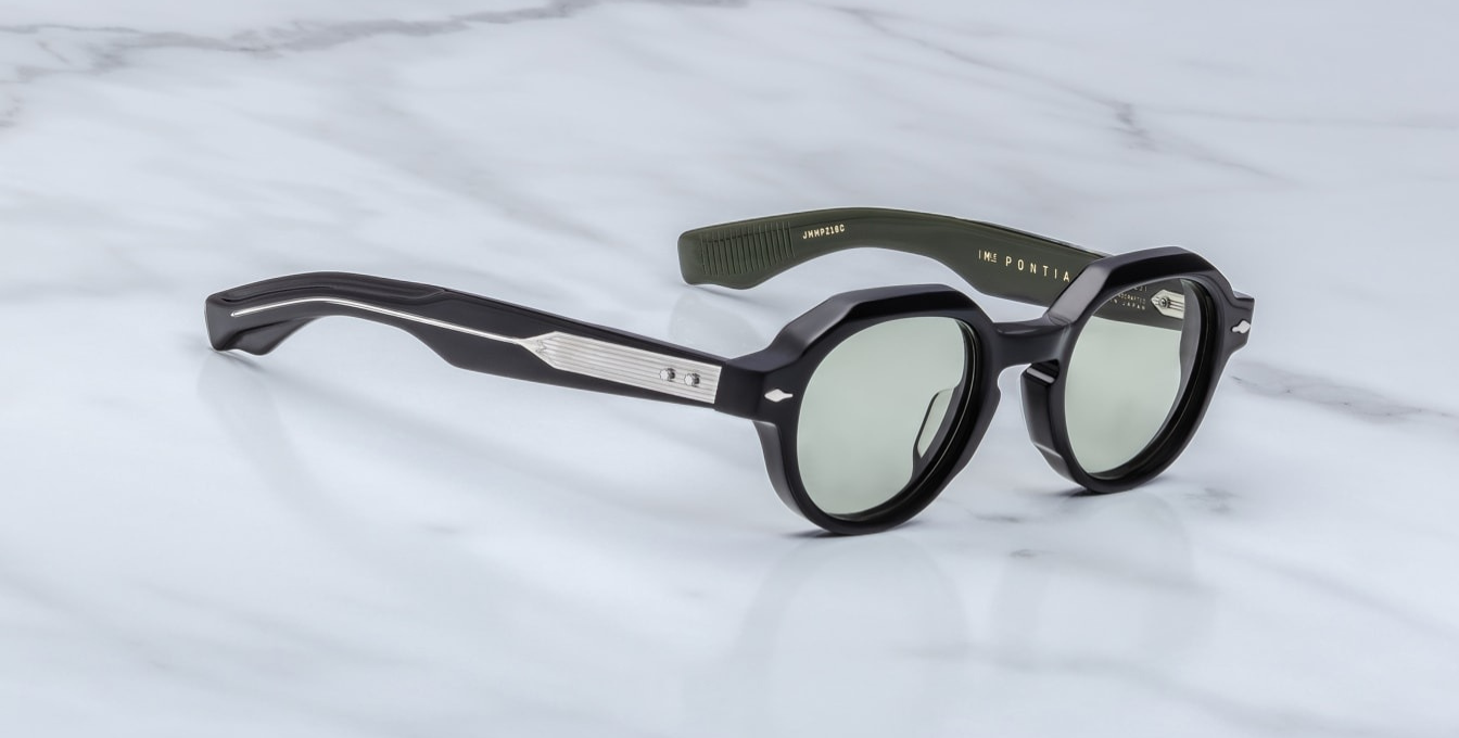 Jacques Marie Mage Pontian | Cobra aviator Sonnenbrille mit schwarzem Rahmen und grünen Gläsern