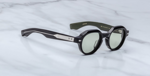 Jacques Marie Mage Pontian | Cobra aviator Sonnenbrille mit schwarzem Rahmen und grünen Gläsern