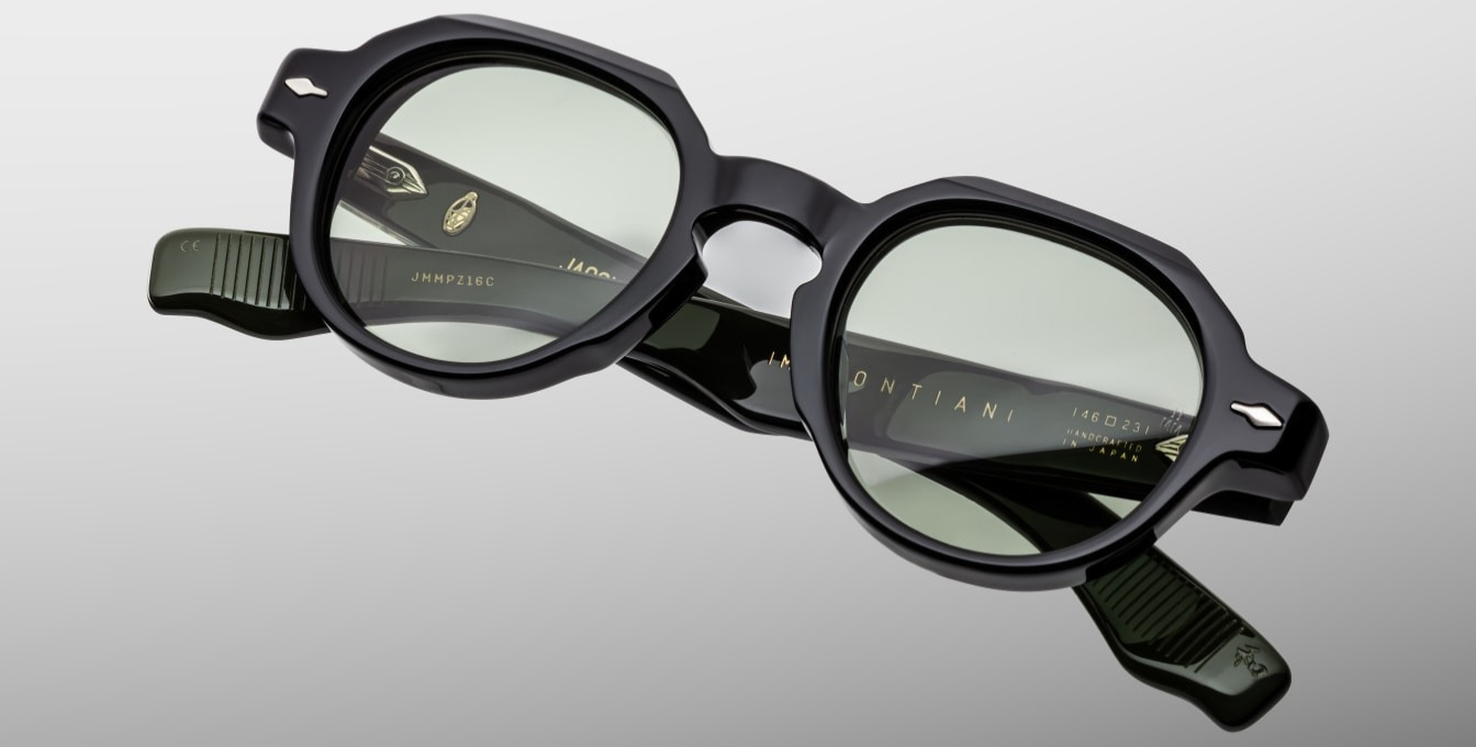 Jacques Marie Mage Pontian | Cobra aviator Sonnenbrille mit schwarzem Rahmen und grünen Gläsern