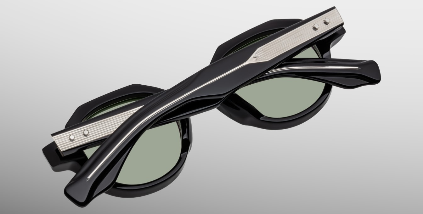 Jacques Marie Mage Pontian | Cobra aviator Sonnenbrille mit schwarzem Rahmen und grünen Gläsern