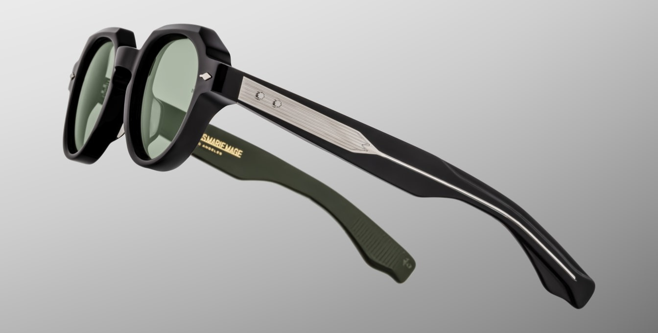 Jacques Marie Mage Pontian | Cobra aviator Sonnenbrille mit schwarzem Rahmen und grünen Gläsern