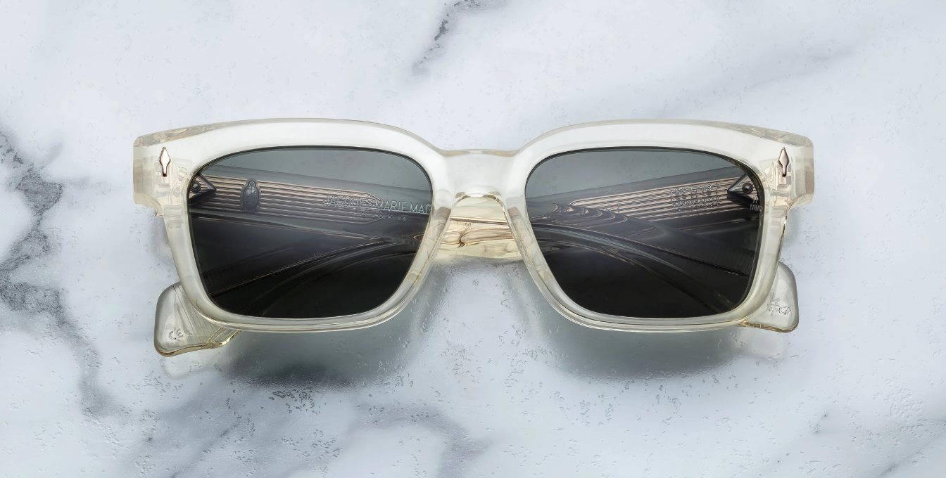 Jacques Marie Mage Molino 55 in Brut mit Crystal Rahmen und grünen Gläsern