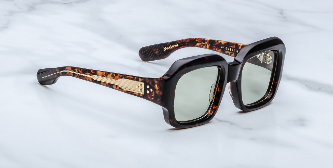 Jacques Marie Mage Evelyn Yesterday Rechteckige Luxussonnenbrille mit braunem Rahmen 