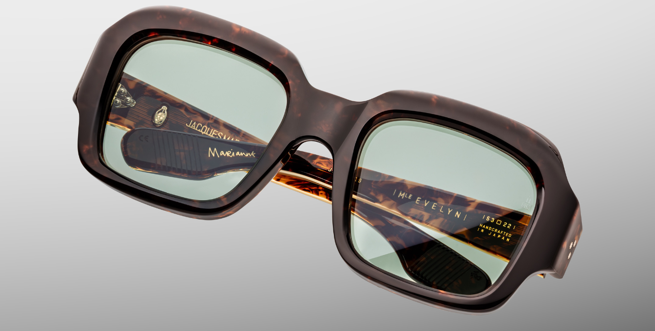 Jacques Marie Mage Evelyn Yesterday Rechteckige Luxussonnenbrille mit braunem Rahmen 