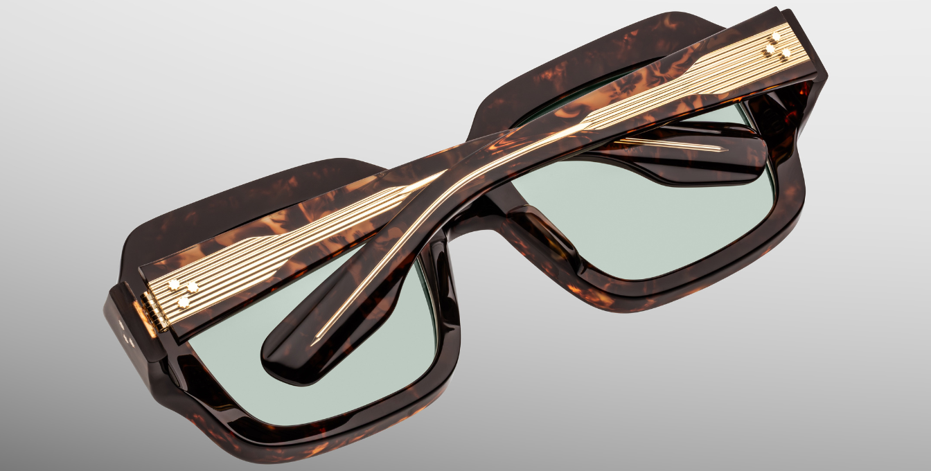 Jacques Marie Mage Evelyn Yesterday Rechteckige Luxussonnenbrille mit braunem Rahmen 