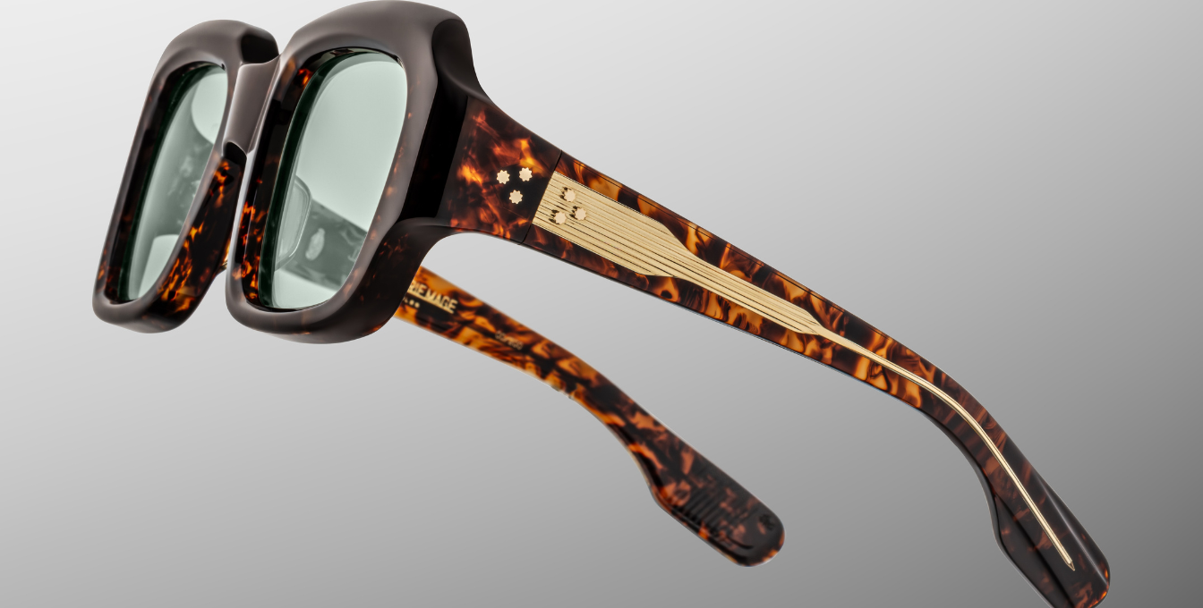 Jacques Marie Mage Evelyn Yesterday Rechteckige Luxussonnenbrille mit braunem Rahmen 