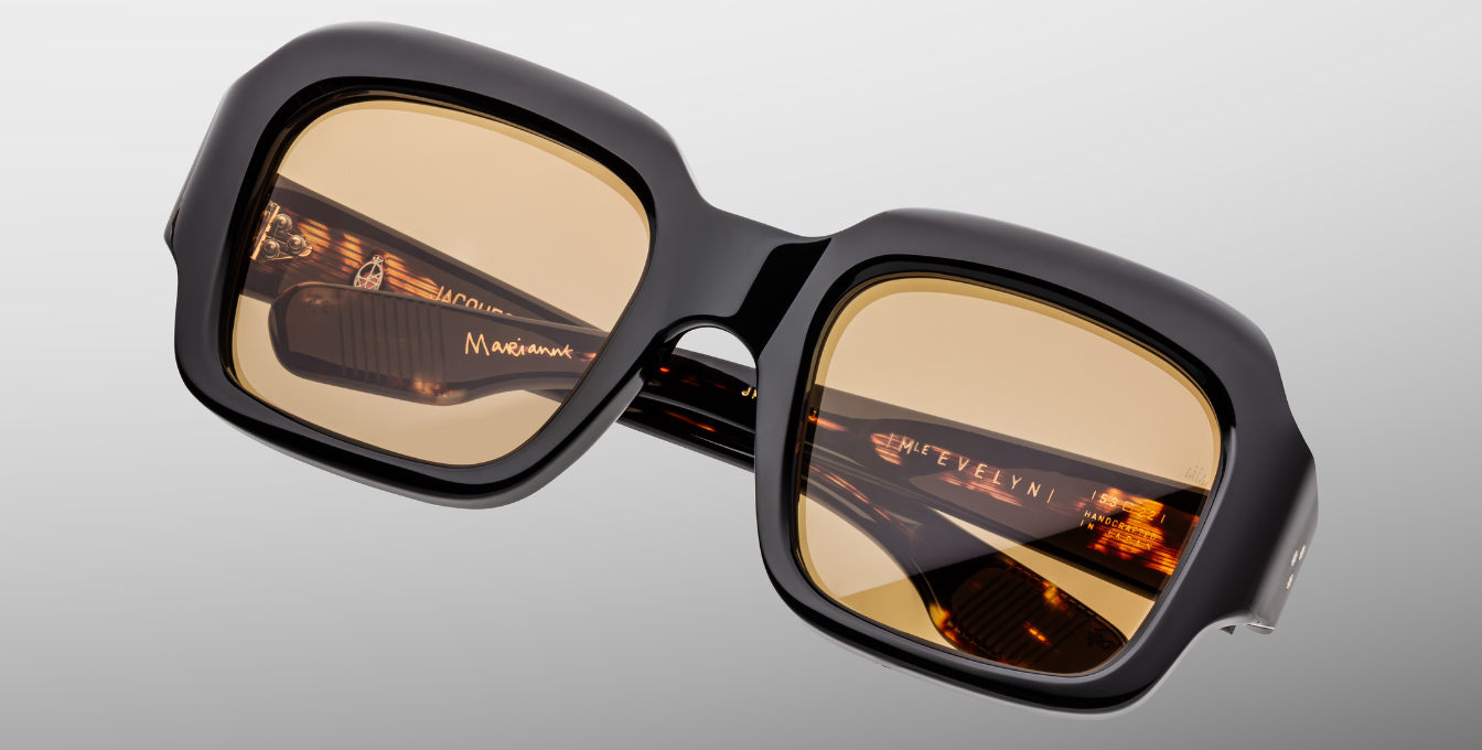 Jacques Marie Mage Evelyn Monday Monday Rechteckige Luxussonnenbrille mit schwarzem Rahmen