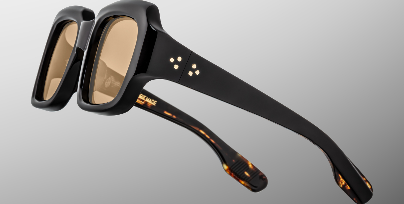 Jacques Marie Mage Evelyn Monday Monday Rechteckige Luxussonnenbrille mit schwarzem Rahmen