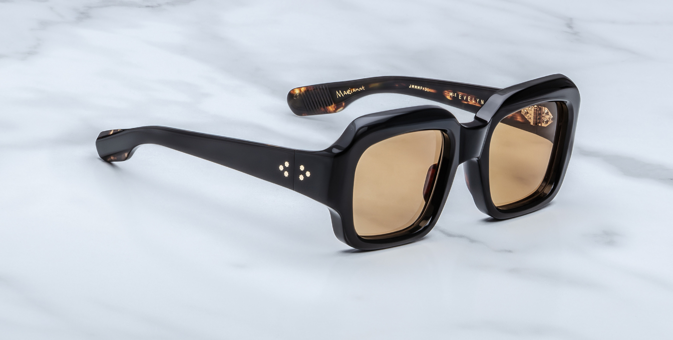 Jacques Marie Mage Evelyn Monday Monday Rechteckige Luxussonnenbrille mit schwarzem Rahmen