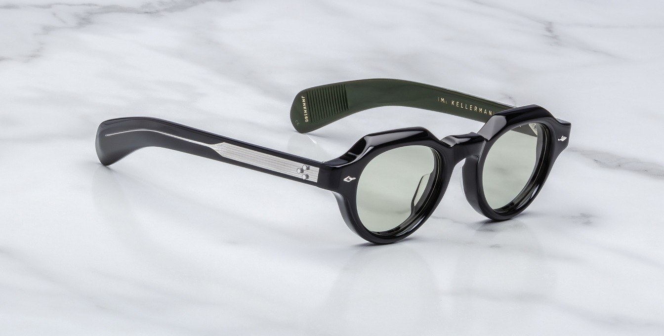 Jacques Marie Mage Kellerman Cobra runde Luxussonnenbrille mit schwarzem Rahmen