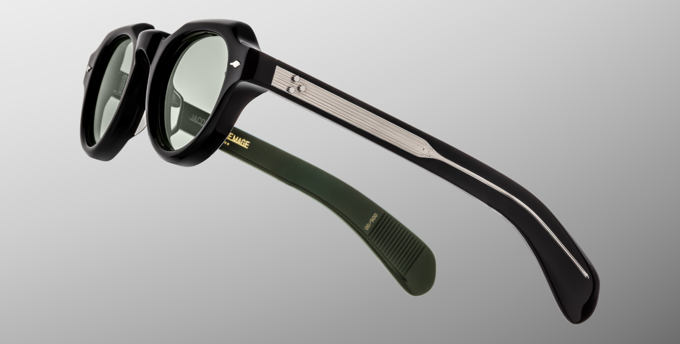 Jacques Marie Mage Kellerman Cobra runde Luxussonnenbrille mit schwarzem Rahmen