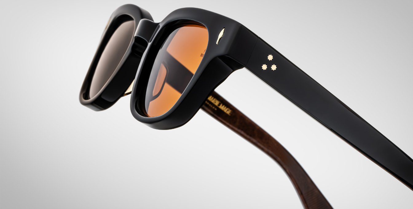 Jacques Marie Mage Julien Noir x - Luxussonnenbrille mit schwarzem Rahmen und braunen Gläsern
