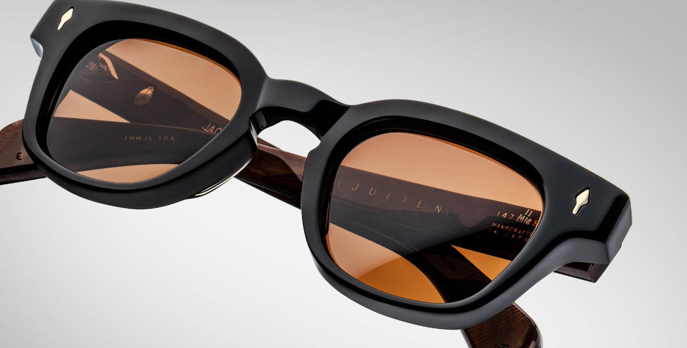 Jacques Marie Mage Julien Noir x - Luxussonnenbrille mit schwarzem Rahmen und braunen Gläsern