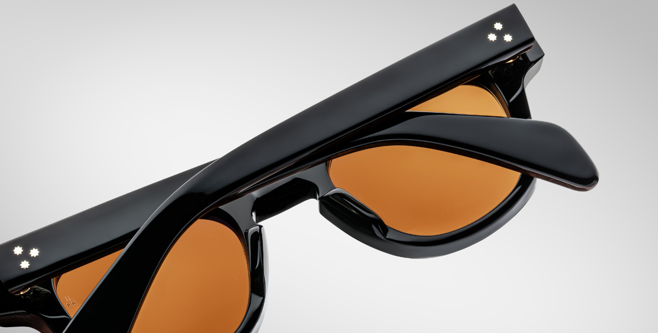 Jacques Marie Mage Julien Noir x - Luxussonnenbrille mit schwarzem Rahmen und braunen Gläsern