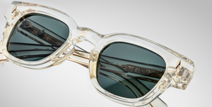 Jacques Marie Mage Julien | Brut - Luxussonnenbrille mit gelbweißem Rahmen und grünen Gläsern