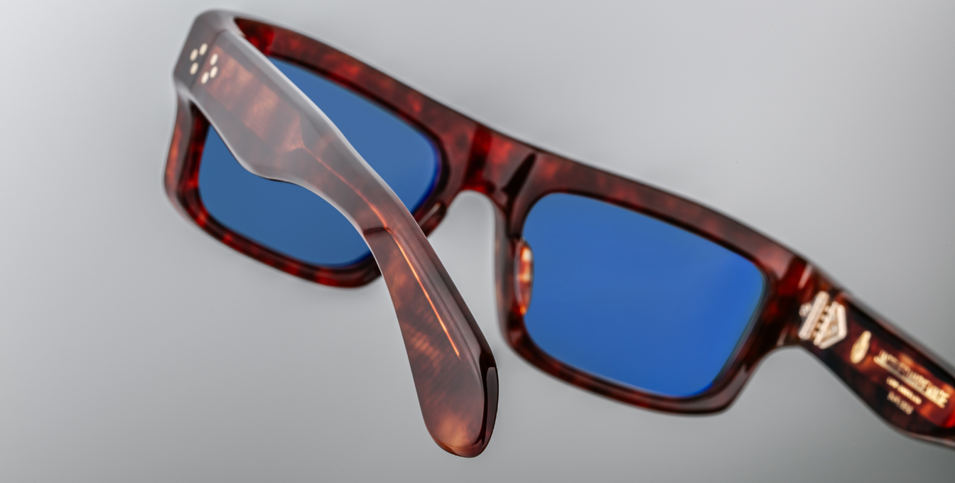 Jacques Marie Mage Cleavon 57 | Breccia Luxussonnebrille mit braunem Rahmen und blauen Gläsern