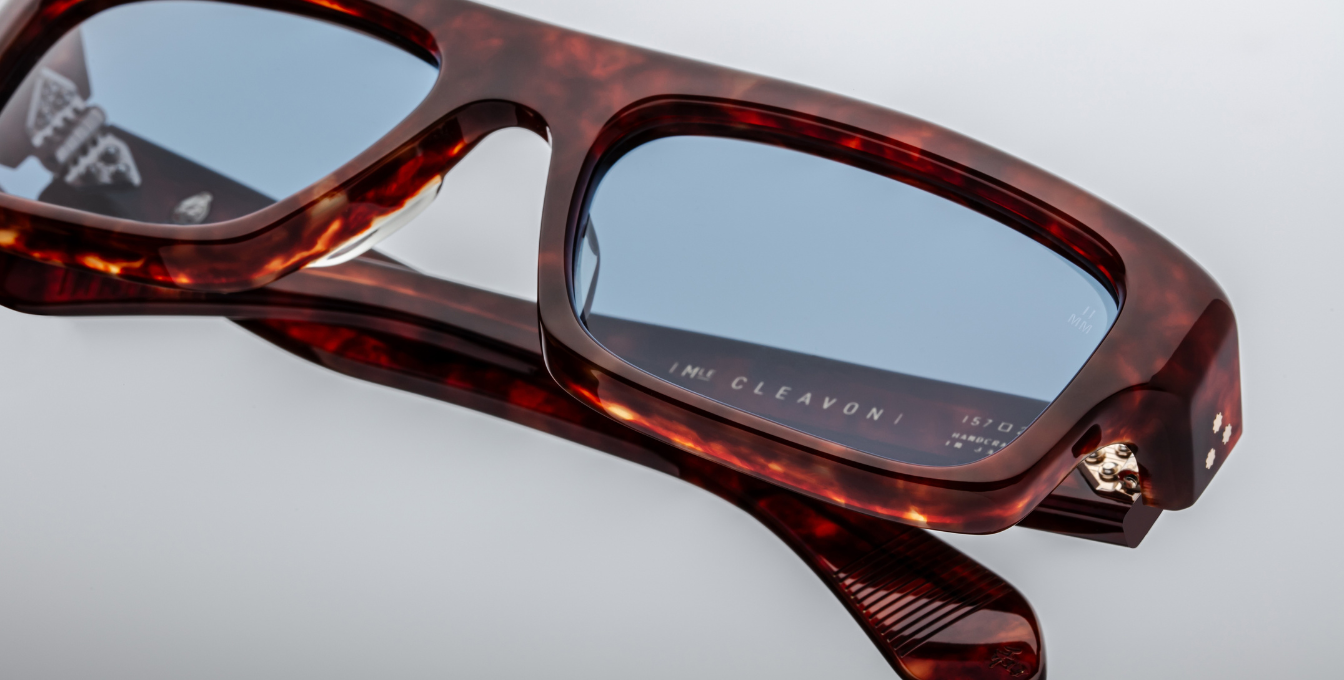 Jacques Marie Mage Cleavon 57 | Breccia Luxussonnebrille mit braunem Rahmen und blauen Gläsern