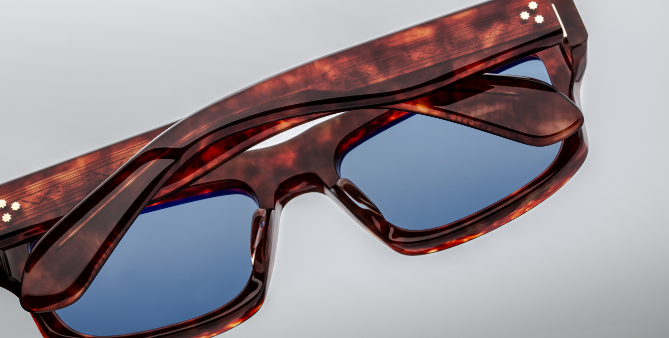 Jacques Marie Mage Cleavon 57 | Breccia Luxussonnebrille mit braunem Rahmen und blauen Gläsern