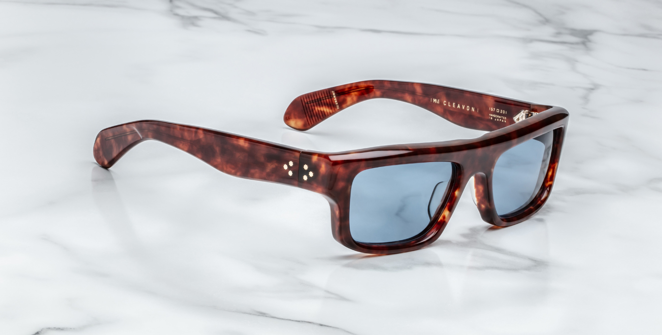 Jacques Marie Mage Cleavon 57 | Breccia Luxussonnebrille mit braunem Rahmen und blauen Gläsern
