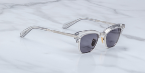 Jacques Marie mage Sultan Sulfur Luxussonnenbrille mit grauem, silbernem Rahmen und grauen Gläsern